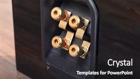  Presentation with hifi - Beautiful PPT layouts featuring fidelity - hifi speaker wire terminal backdrop and a dark gray colored foreground