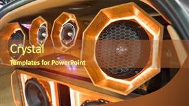  Presentation with speakers - Beautiful slides featuring fidelity - lights of stereo and speakers backdrop and a tawny brown colored foreground