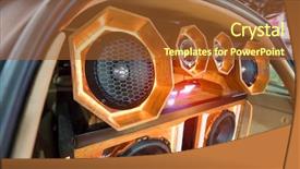  Presentation with speakers - Colorful presentation theme enhanced with fidelity - lights of stereo and speakers backdrop and a red colored foreground
