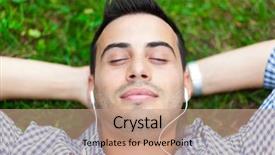  Presentation with dancer music grass - Amazing slide deck having fidelity - man listening to music laying backdrop and a coral colored foreground