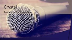  Presentation with wood rustic urban furniture - Theme with fidelity - microphone on a rustic wooden background and a  colored foreground