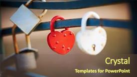 Presentation with love - Beautiful PPT theme featuring fidelity - red and white love lock backdrop and a tawny brown colored foreground