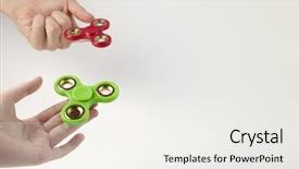  Presentation with man heart attact hand hold - Cool new PPT layouts with fidget spinner on the girl backdrop and a sky blue colored foreground