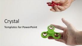  Presentation with man heart attact hand hold - Amazing PPT theme having fidget spinner on the girl backdrop and a  colored foreground