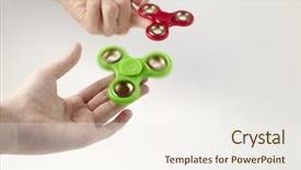  Presentation with man heart attact hand hold - Beautiful slide deck featuring fidget spinner on the girl backdrop and a  colored foreground