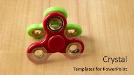  Presentation with rustic wood wooden frame - Cool new PPT theme with fidget spinner on the wooden backdrop and a  colored foreground