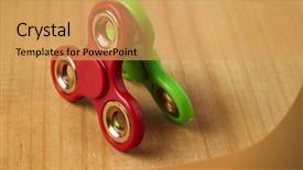  Presentation with rustic wood wooden frame - Theme with fidget spinner on the wooden background and a  colored foreground