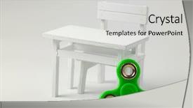  Presentation with panelist table microphones - PPT theme having fidget spinner with the table background and a  colored foreground