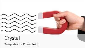  Presentation with magnet - Theme having magnetic field - man's hand is attracting something background and a white colored foreground