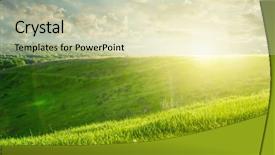  Presentation with green soccer field sport - Beautiful presentation theme featuring field and beautiful clouds header backdrop and a soft green colored foreground