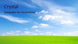  Presentation with bright blue colour for - PPT theme featuring field and bright blue sky background and a teal colored foreground