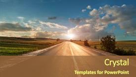  Presentation with asphalt - Cool new theme with field asphalt-paved road backdrop and a tawny brown colored foreground