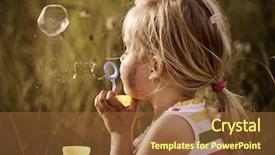  Presentation with field - Amazing PPT theme having field blowing many bubbles backdrop and a tawny brown colored foreground