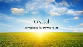  Presentation with sun rays on blue sky - Presentation featuring field blue sky and sun background and a light blue colored foreground