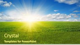  Presentation with sky sun - Presentation theme enhanced with field blue sky and sun background and a tawny brown colored foreground