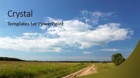  Presentation with sky blue - PPT theme enhanced with field blue sky white cloud background and a  colored foreground