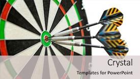  Presentation with dartboard - Colorful PPT theme enhanced with field concept for hitting target backdrop and a light gray colored foreground