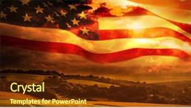  Presentation with american flag waving - Theme having american flag waving on pole background and a tawny brown colored foreground