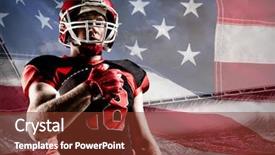  Presentation with american football - Beautiful PPT theme featuring player in helmet holding rugby backdrop and a tawny brown colored foreground
