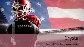  Presentation with american football - Slides enhanced with football player standing in rugby background and a violet colored foreground