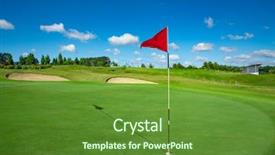  Presentation with club - Beautiful slides featuring recreational clubs - red flag and the hole backdrop and a tawny brown colored foreground