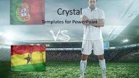  Presentation with ghana - Amazing PPT theme having field game portugal and ghana backdrop and a  colored foreground