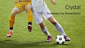  Presentation with field hockey - Slide deck featuring field hockey - soccer players background and a yellow colored foreground