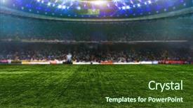  Presentation with stadium - Colorful PPT layouts enhanced with field hockey - stadium night lit with green backdrop and a tawny brown colored foreground