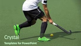  Presentation with field hockey - PPT layouts having field hockey player in possesion background and a tawny brown colored foreground