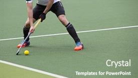  Presentation with field hockey - Colorful PPT layouts enhanced with field hockey player ready backdrop and a gray colored foreground