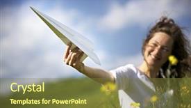  Presentation with blue green - Beautiful PPT theme featuring field holding up a paper backdrop and a tawny brown colored foreground