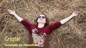  Presentation with field of lavendar - Theme consisting of field lying on a haystack background and a  colored foreground