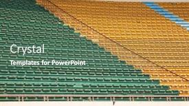  Presentation with stadium - Cool new slide set with field-of-empty-white-plastic backdrop and a ocean colored foreground