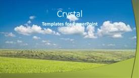  Presentation with deep blue - Presentation theme featuring field of green grass and deep blue sky with clouds background and a gray colored foreground