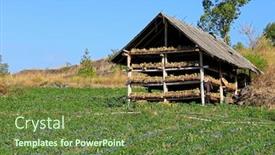  Presentation with bali - Beautiful PPT layouts featuring field-of-irrigated-aubergines backdrop and a tawny brown colored foreground