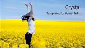  Presentation with sunny sky - PPT theme consisting of field of yellow flowers rape background and a light blue colored foreground