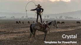  Presentation with ranch - Amazing slide deck having field on a mexican ranch backdrop and a dark gray colored foreground