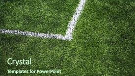  Presentation with soccer field - PPT theme enhanced with field selective focus on nearest background and a tawny brown colored foreground