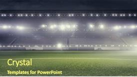  Presentation with football lights - PPT theme with field soccer - football stadium in lights background and a tawny brown colored foreground