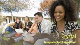  Presentation with college campus - Colorful slides enhanced with field study - young african american woman backdrop and a violet colored foreground