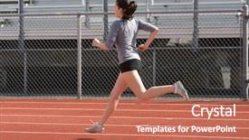  Presentation with nutrition practice - Colorful slides enhanced with field track - teen athlete during practice backdrop and a coral colored foreground