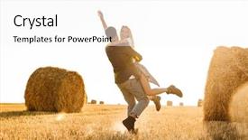  Presentation with man and woman divorce drawing - PPT layouts with field with bunch of haystack background and a  colored foreground