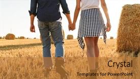  Presentation with photo - Audience pleasing PPT layouts consisting of field with bunch of haystack backdrop and a  colored foreground