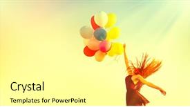  Presentation with health woman running female runner - Cool new theme with field with colorful air balloon backdrop and a white colored foreground