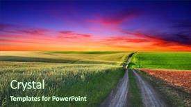  Presentation with beautiful green - Colorful slides enhanced with field with green grass hdr backdrop and a tawny brown colored foreground
