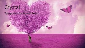  Presentation with heart shape tree - Slides enhanced with field with heart shape tree background and a coral colored foreground