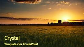  Presentation with beautiful houses - Cool new slide set with field with houses silhouette backdrop and a tawny brown colored foreground