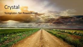  Presentation with road yellow - PPT theme consisting of field with ripe yellow background and a coral colored foreground