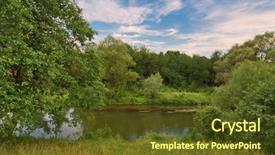  Presentation with blue and yellow green - Colorful PPT theme enhanced with field with river under blue backdrop and a tawny brown colored foreground