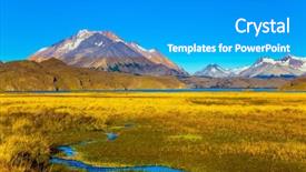  Presentation with field - Amazing slide set having field with streams from underground backdrop and a teal colored foreground